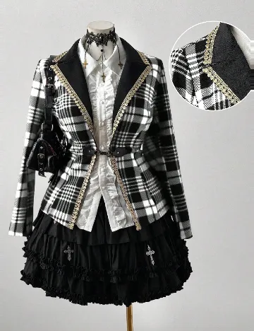 Sacou SHEIN CURVE, negru/alb