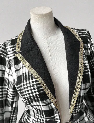 Sacou SHEIN CURVE, negru/alb