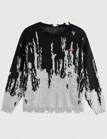 Pulover SHEIN Plus Size Men, negru/gri