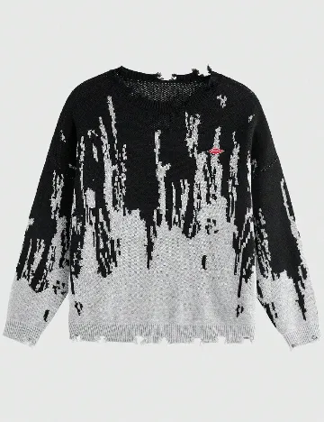 Pulover SHEIN Plus Size Men, negru/gri