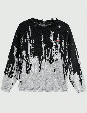 Pulover SHEIN Plus Size Men, negru/gri