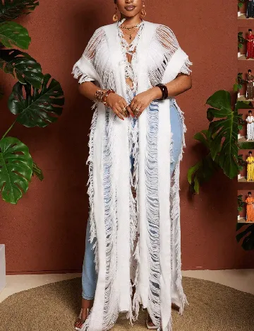 Kimono SHEIN CURVE, alb