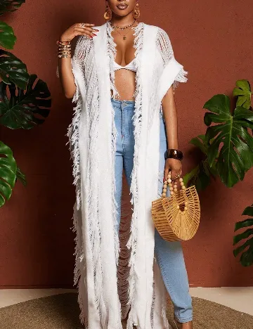 Kimono SHEIN CURVE, alb