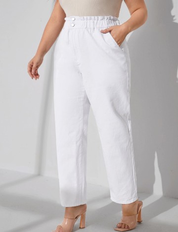 Blugi SHEIN CURVE, alb