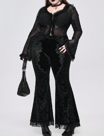 Pantaloni Romwe Plus Size, negru