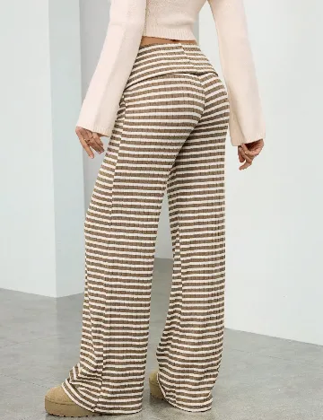 Pantaloni SHEIN, crem/maro