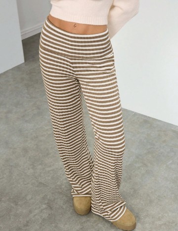 Pantaloni SHEIN, crem/maro