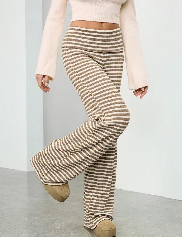 Pantaloni SHEIN, crem/maro