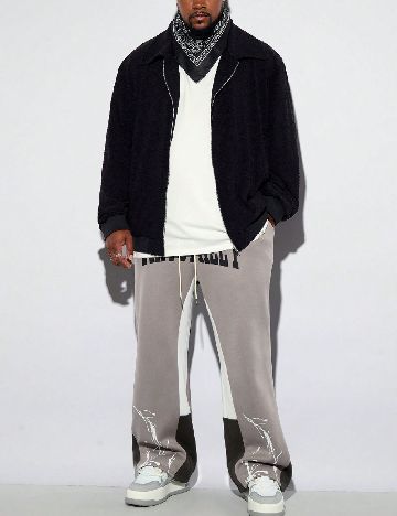 Jacheta SHEIN Plus Size Men, negru