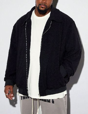 Jacheta SHEIN Plus Size Men, negru