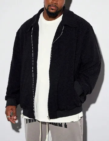 Jacheta SHEIN Plus Size Men, negru