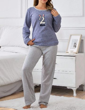 Pijama SHEIN, gri/mov
