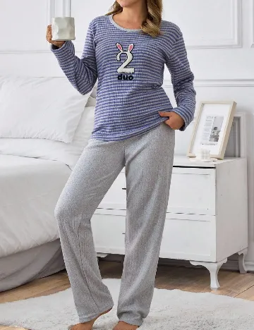 Pijama SHEIN, gri/mov