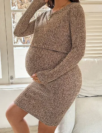 Rochie scurta SHEIN Maternity, maro