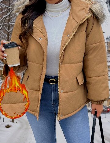 Geaca SHEIN CURVE, maro