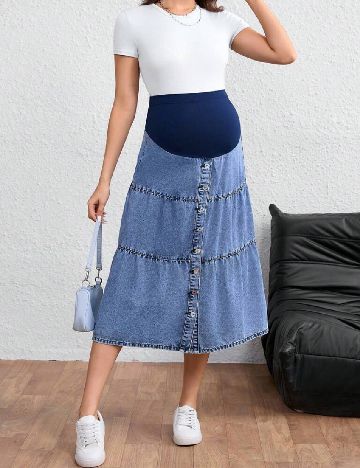 Fusta SHEIN Maternity, albastru