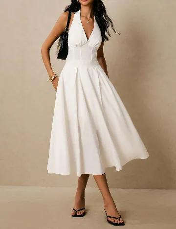 Rochie medie Poeselle, alb