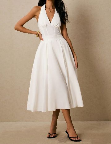 Rochie medie Poeselle, alb