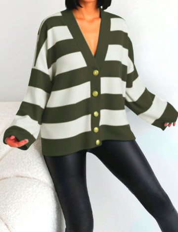 Cardigan SHEIN, ecru/verde