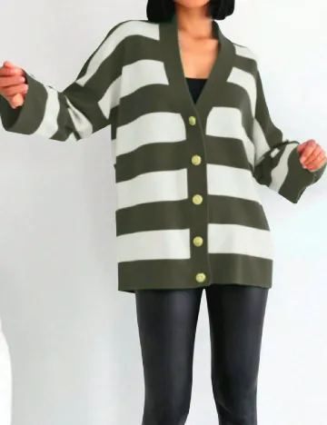 Cardigan SHEIN, ecru/verde