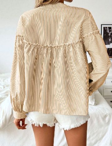 Camasa SHEIN, maro/alb