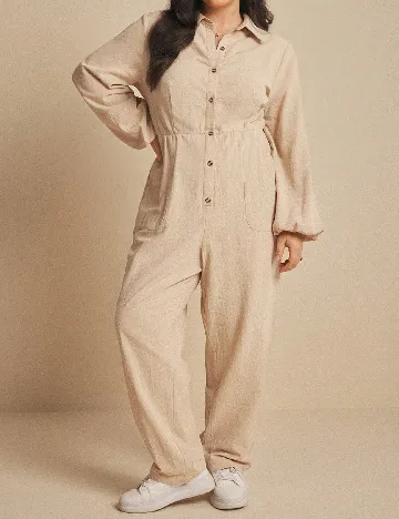 Salopeta SHEIN CURVE, crem