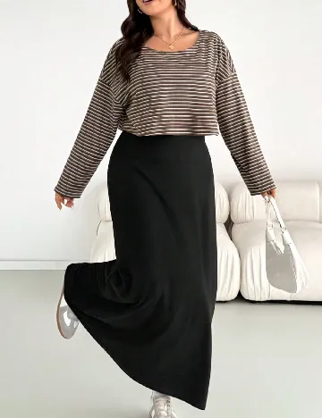 Compleu SHEIN CURVE, maro/negru