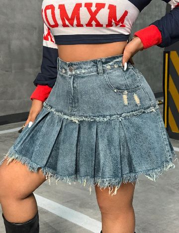 Fusta SHEIN CURVE, albastru