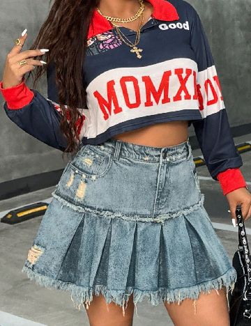 Fusta SHEIN CURVE, albastru