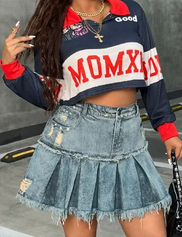 Fusta SHEIN CURVE, albastru