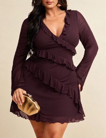 Rochie scurta SHEIN CURVE, pruna