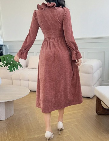 Rochie medie Dazy, roz pudra inchis