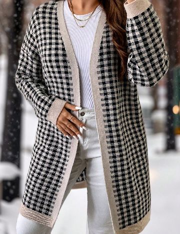 Cardigan SHEIN CURVE, crem/negru