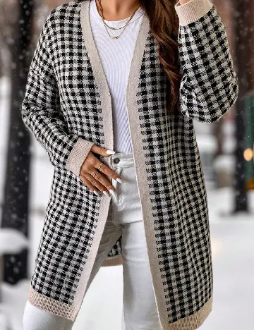 Cardigan SHEIN CURVE, crem/negru