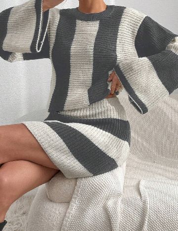 Compleu SHEIN, gri/ecru