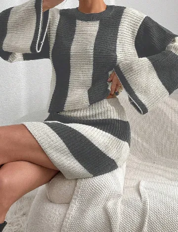 Compleu SHEIN, gri/ecru