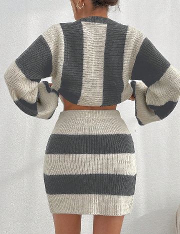 Compleu SHEIN, gri/ecru