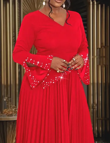 Rochie lunga Aomei Plus Size, rosu