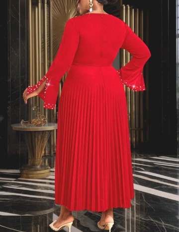 Rochie lunga Aomei Plus Size, rosu