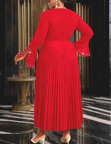 Rochie lunga Aomei Plus Size, rosu