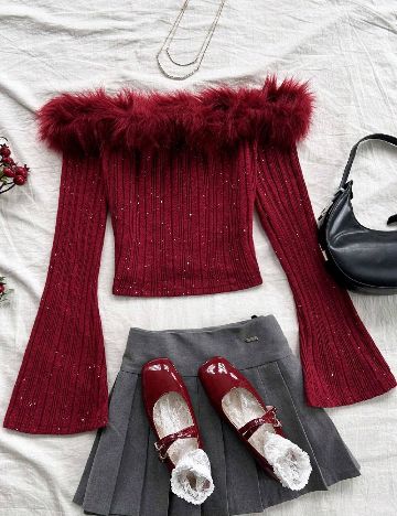 Top SHEIN CURVE, rosu