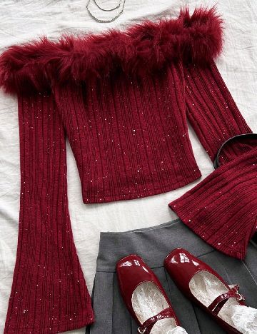 Top SHEIN CURVE, rosu