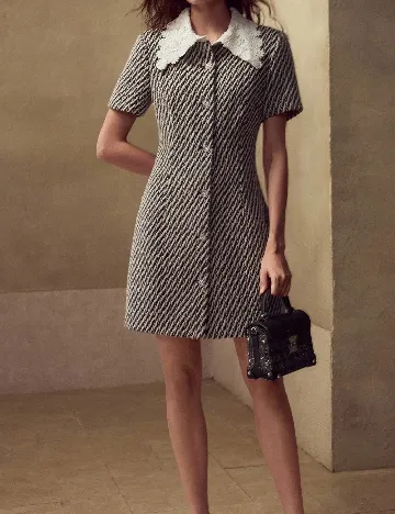 Rochie scurta MOTF, alb/negru