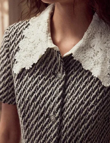 Rochie scurta MOTF, alb/negru