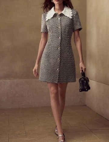 Rochie scurta MOTF, alb/negru