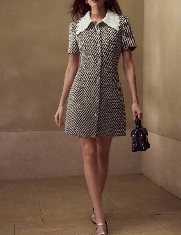 Rochie scurta MOTF, alb/negru