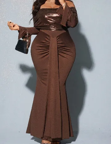 Rochie lunga SHEIN CURVE, maro