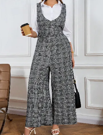 Salopeta SHEIN CURVE, alb/negru