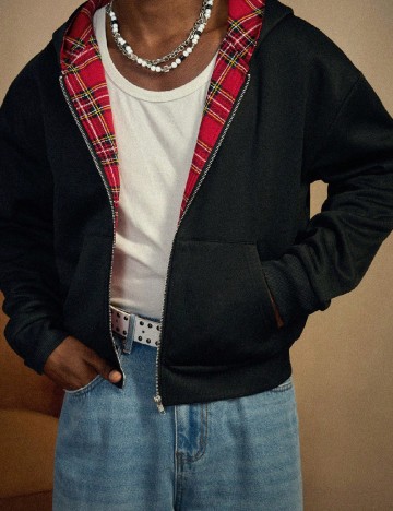 Jacheta reversibila SHEIN, negru/rosu