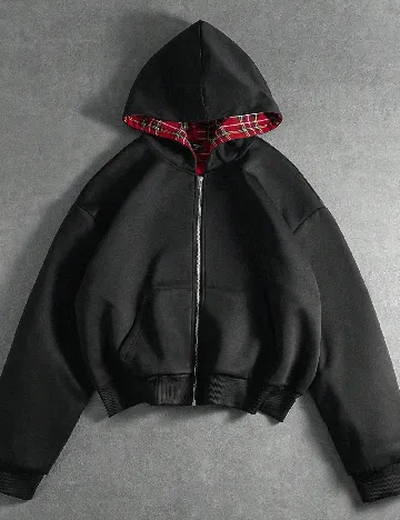 Jacheta reversibila SHEIN, negru/rosu